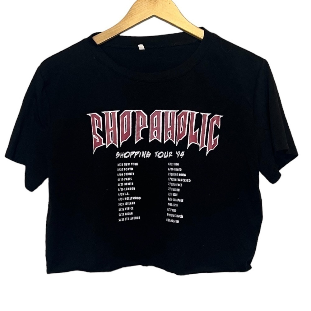 3/$25 🙌🏼 Shein Shopaholic Cropped Graphic Tee Large